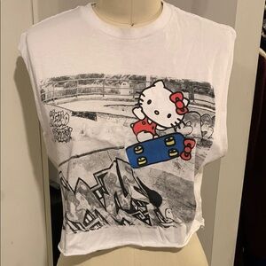 Hello Kitty White Short Sleeve Cropped Graphic Tee
